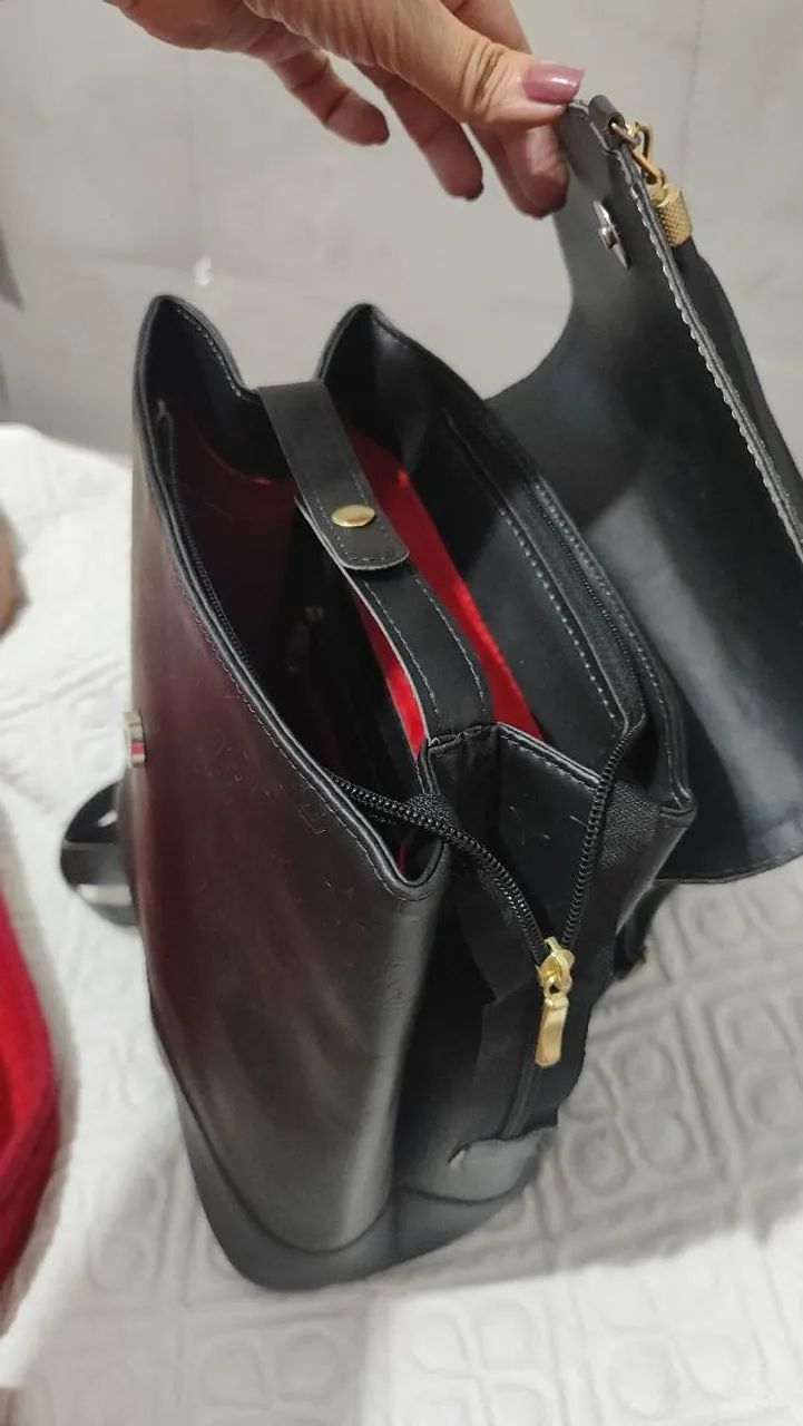 Mochila bolsa, com regulagem e bolso interno com ziper - Foto 4