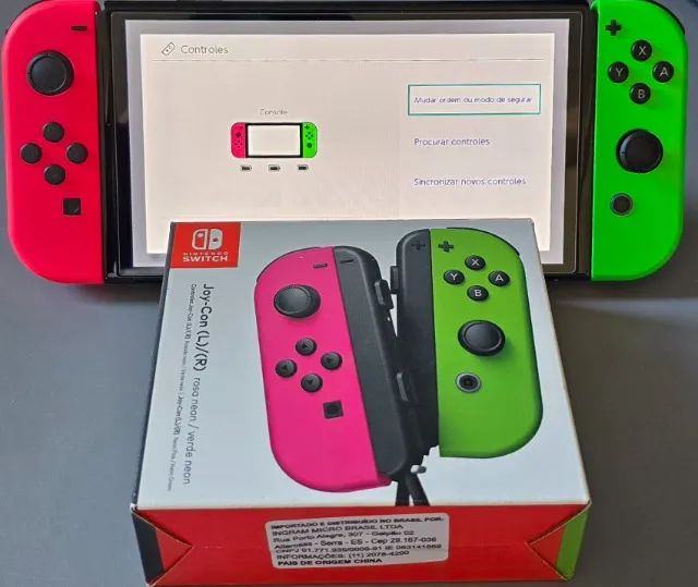 Controles Joy-Con rosa neon e verde neon Nintendo Switch