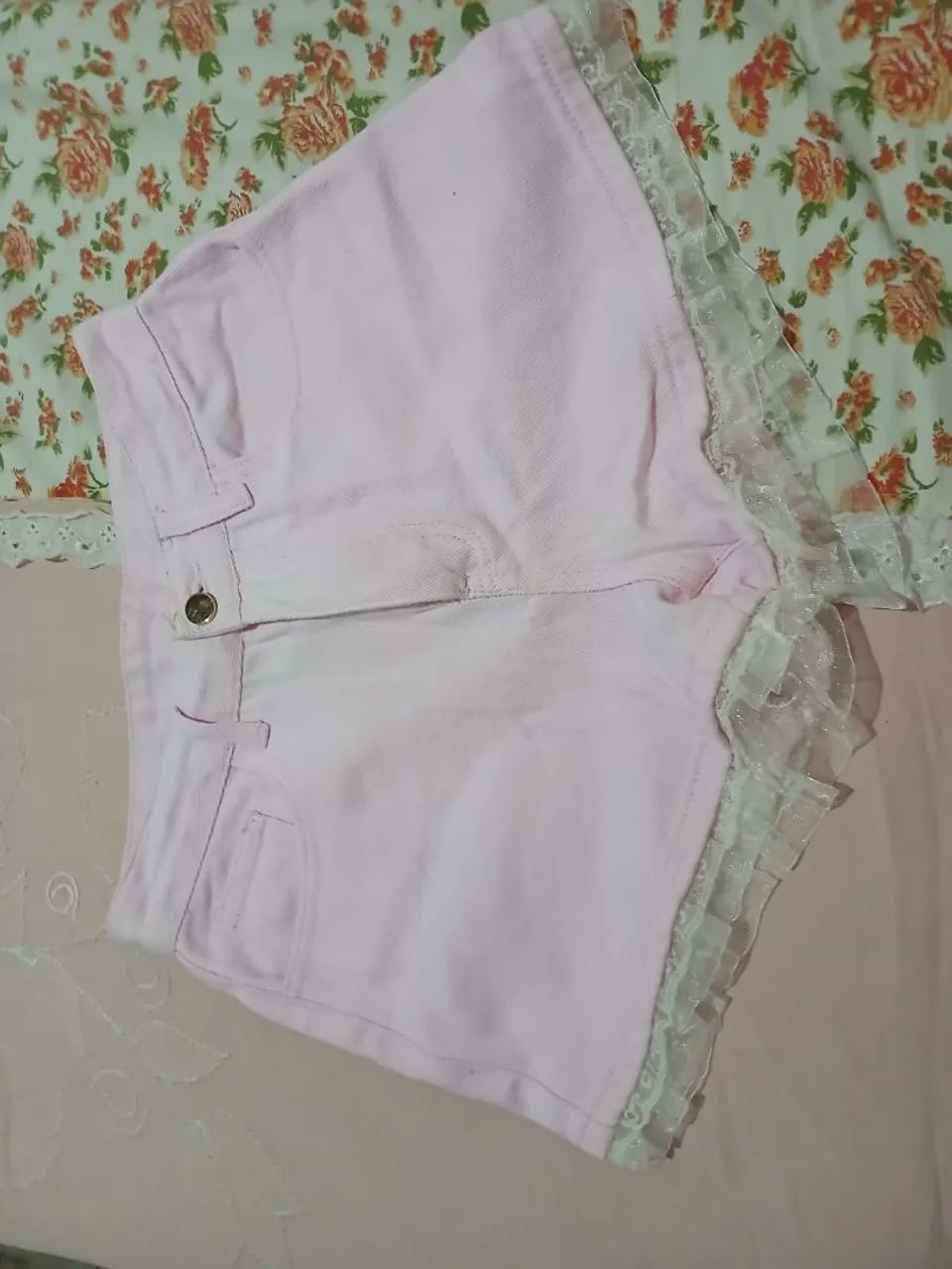 Short Rosa com Renda - Foto 2
