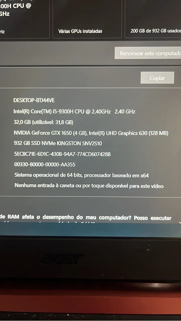 Notebook Acer nitro 5