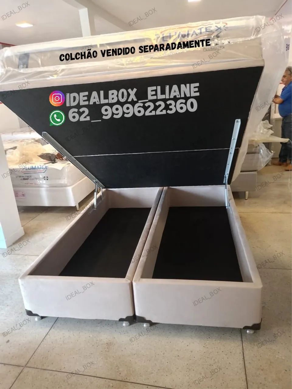 Box baú Queen size - disponível no tecido Suede e corino