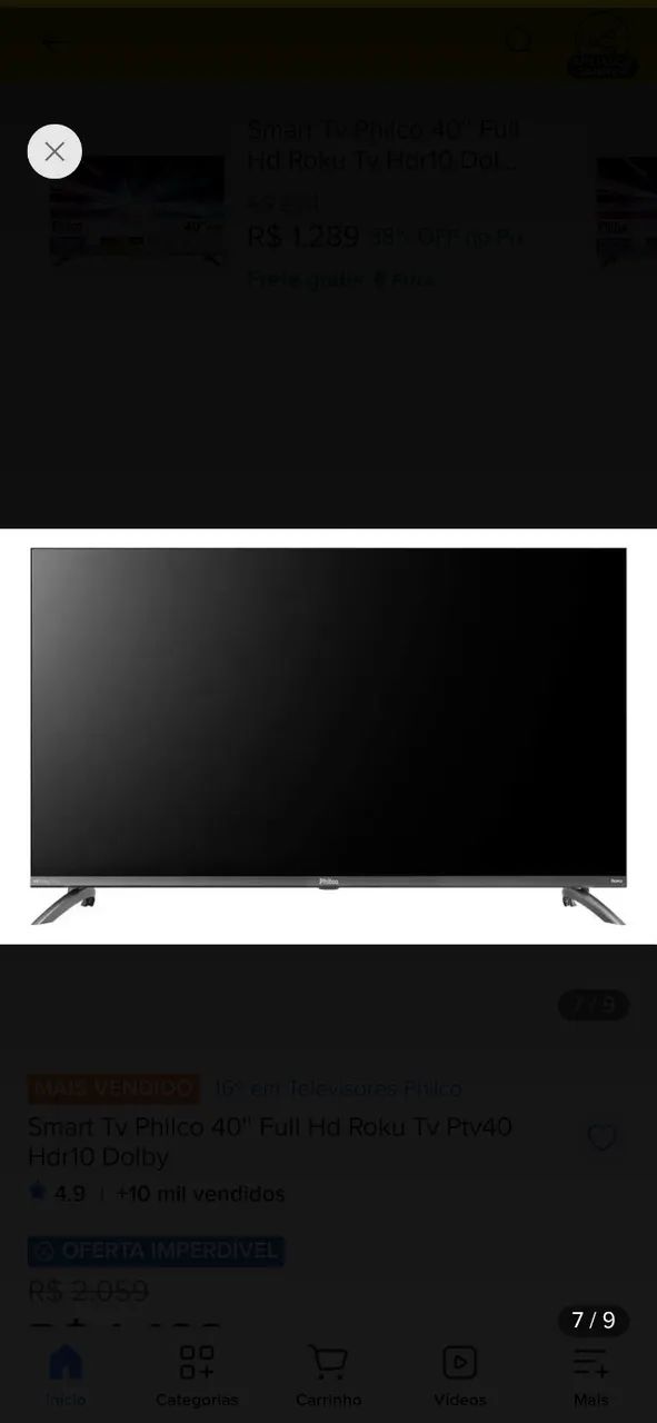 Smart TV 40 Plhico Rôku TV LED Dolby Audio