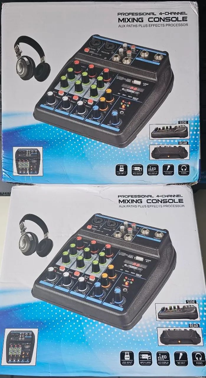 Mesa de Som 4 canais 5V.  Nova. Com Bluetooth e entrada de Pendrive 