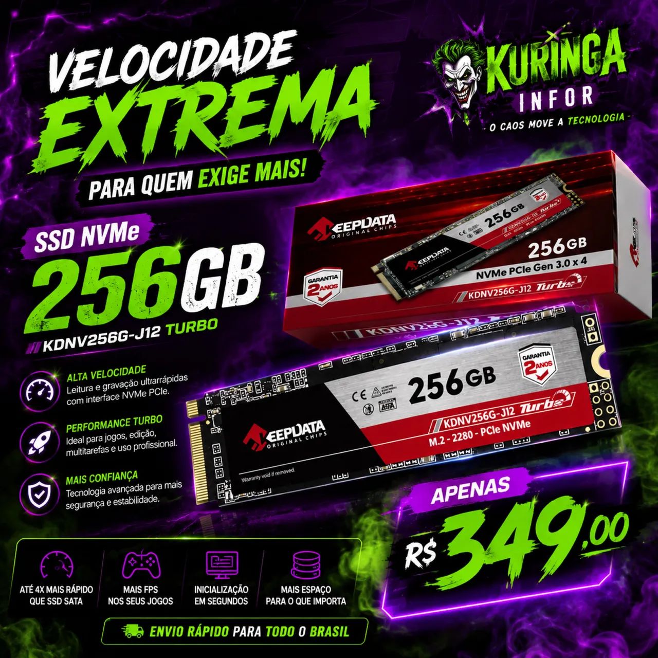 Ssd M.2 Nvme 256gb 2280 Keepdata Kdnv256g-j12