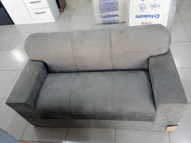Sofá 3 Lugares Xaropinho Sued Cinza - Entrega Rápida! 
