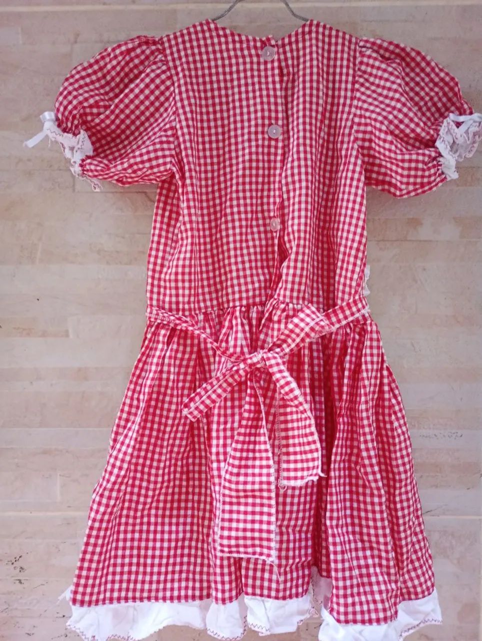 Vestido Infantil Festa Junina / Caipira Xadrez Vermelho - Tamanho M - Foto 2