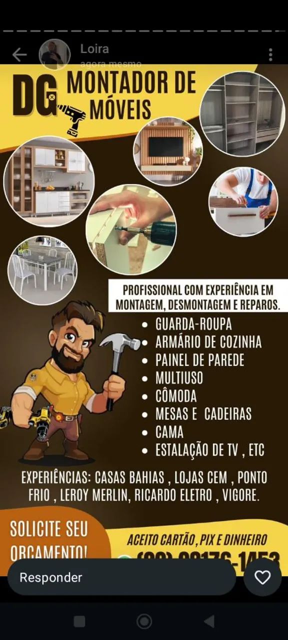 Montador de móveis de alta qualidade 