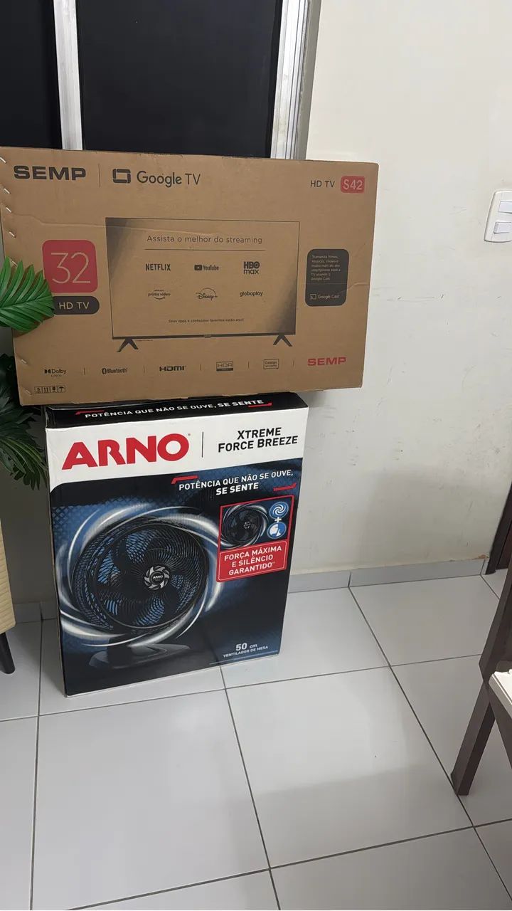 Vendo Tv e ventilador, tudo lacrado 