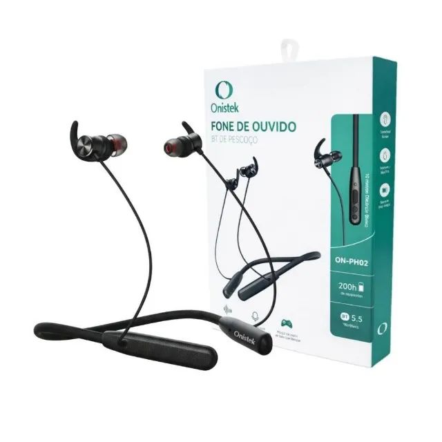 Fone Ouvido Bluetooth Pescoço Microfone Esportivo Academia - Foto 2