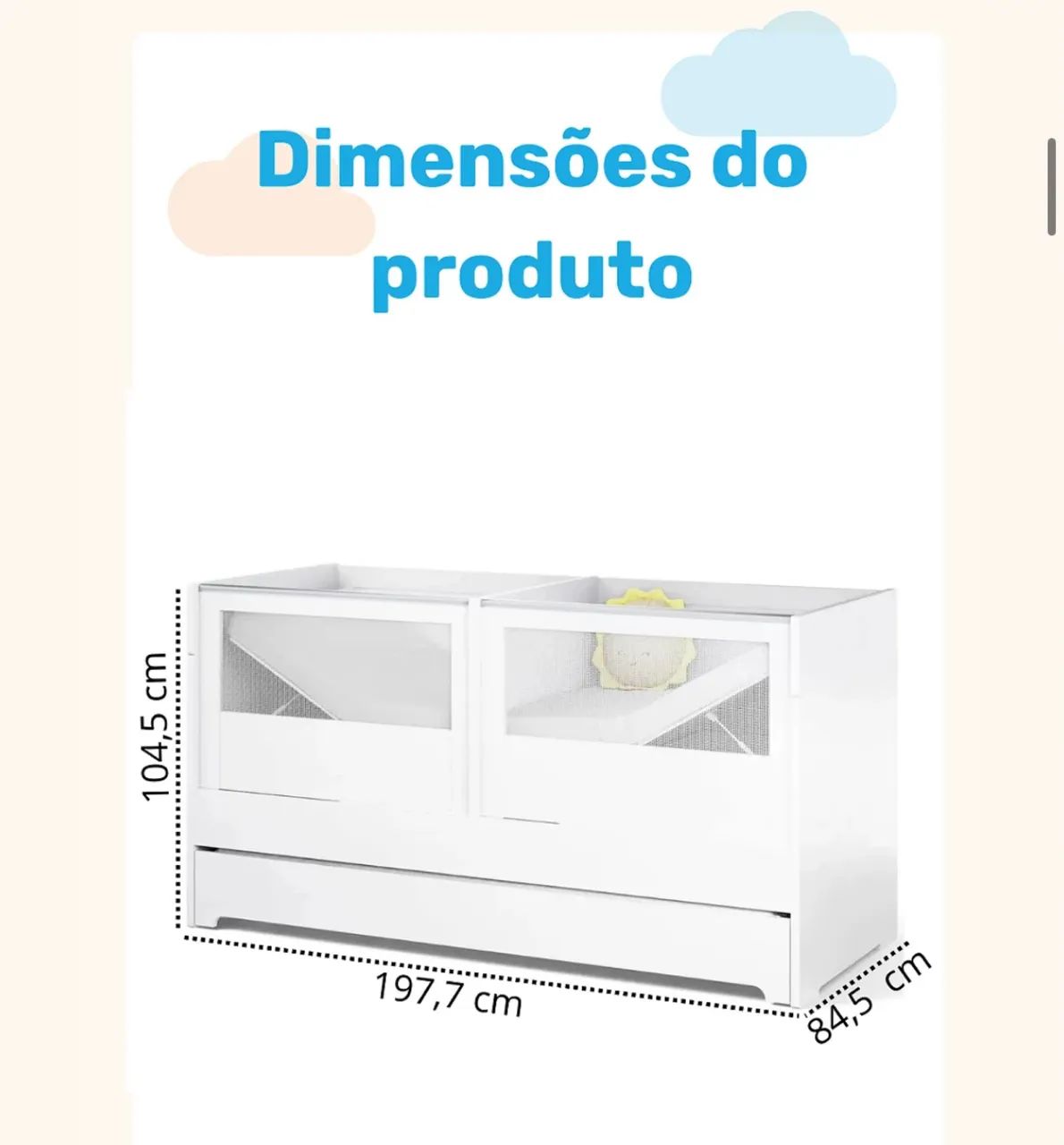Berço Gêmeos Divicar Branco com Sistema anti refluxo do bebê  - Foto 5