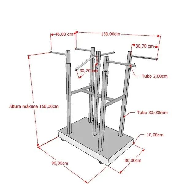 Expositor de Roupas em MDF Base com 6 cabideiros Robust - Foto 2