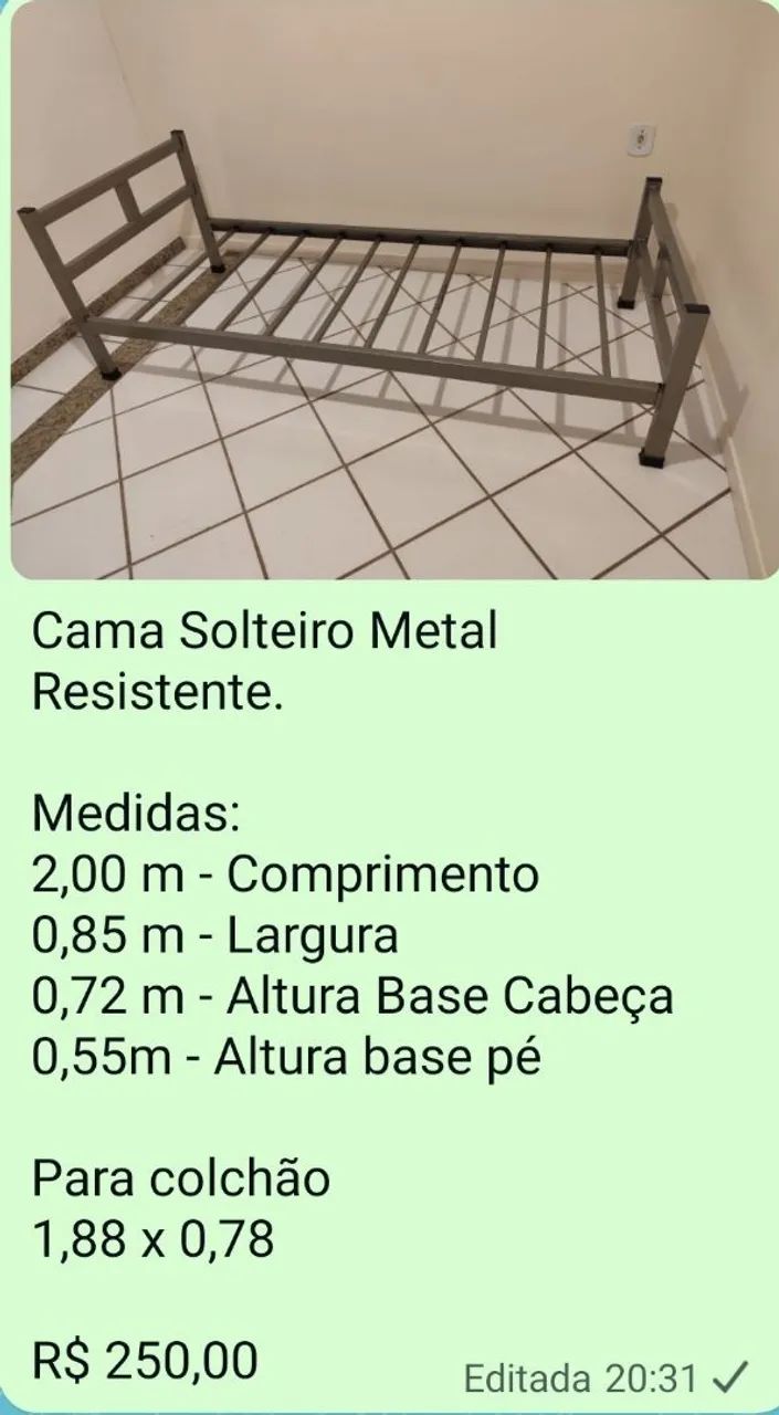 Cama Solteiro Metal Resistente  - Foto 2