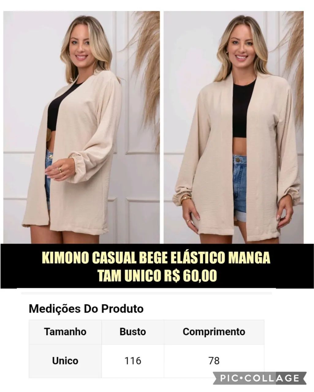 Saída de banho / Kimono Casual bege
