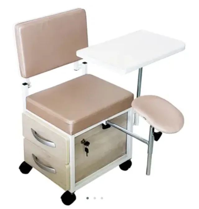 cadeira de manicure e pedicure com 2 gavetas na cor rosa - Foto 5