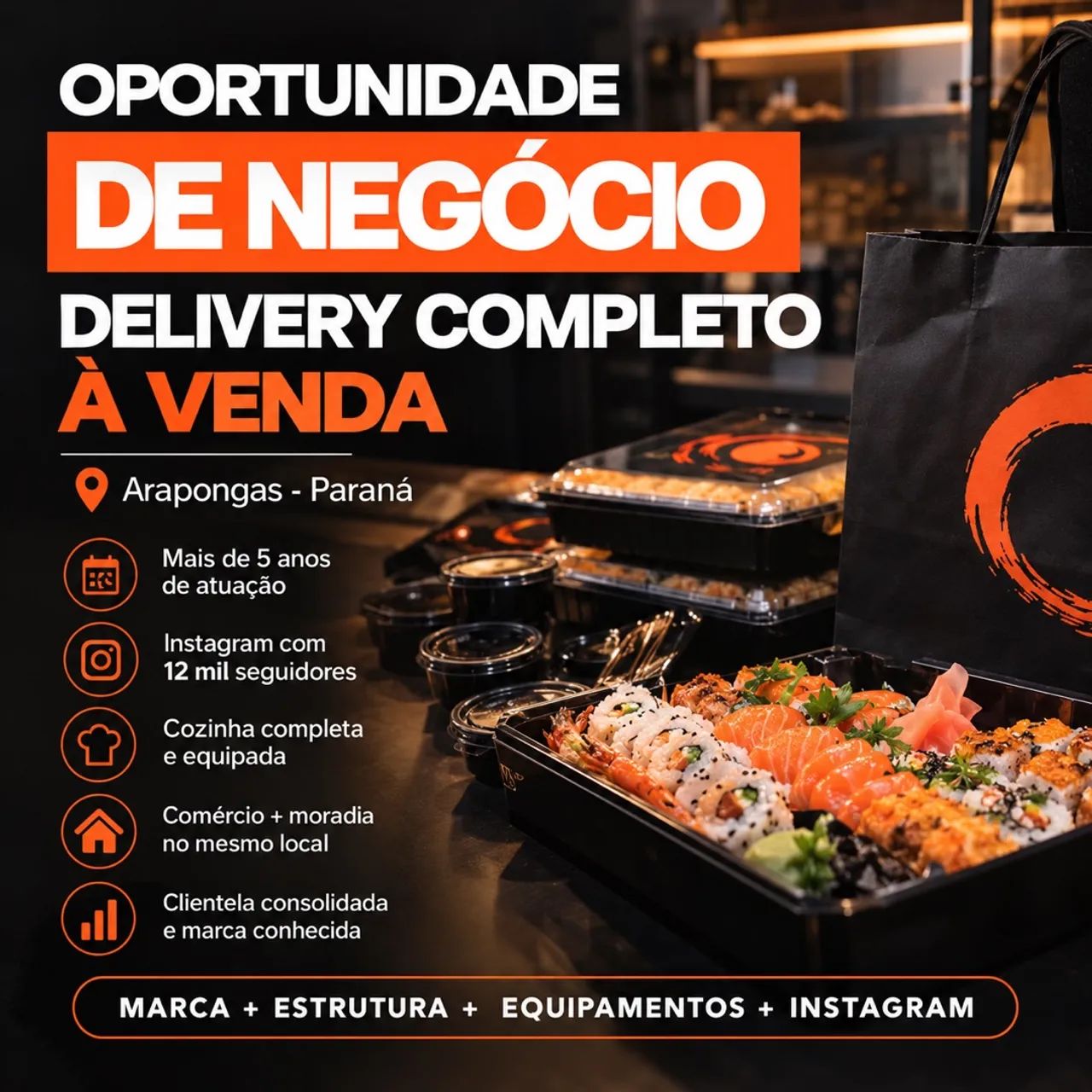 Delivery à Venda + Marca + Instagram 12 Mil Seguidores