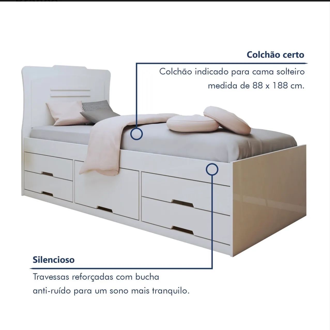 Cama Solteiro Com 5 Gavetas - Foto 4