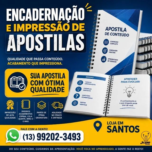 Impressão de apostilas - encadernação