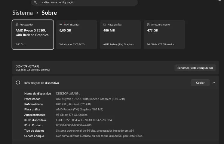 Notebook Asus Vivobook go 15 Ryzen 5  - Foto 2
