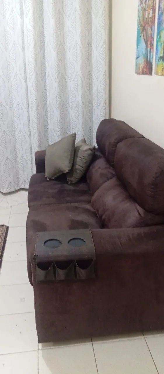 2.20 m Retractable and Reclining Sofa, Brown, 2-Seater