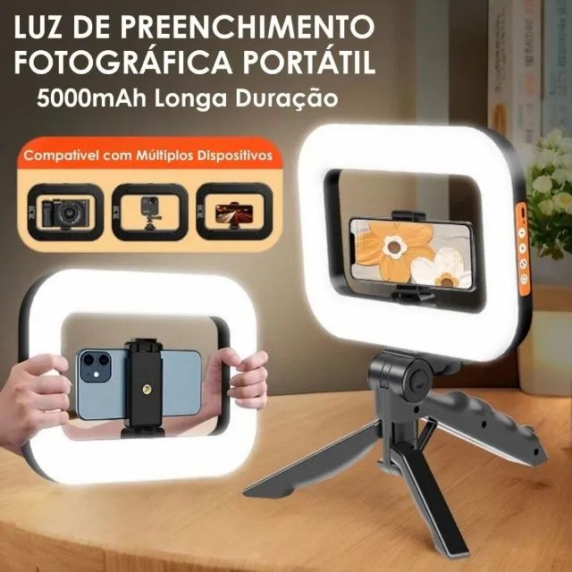 Ring Light Profissional RGB com Tripé e Controle Bluetooth para Celular - Foto 2