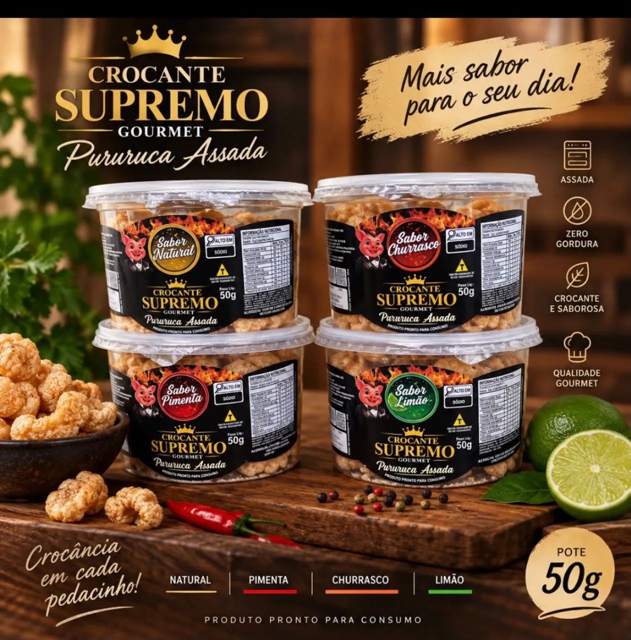 Pururuca Assada, 50g em 4 sabores!