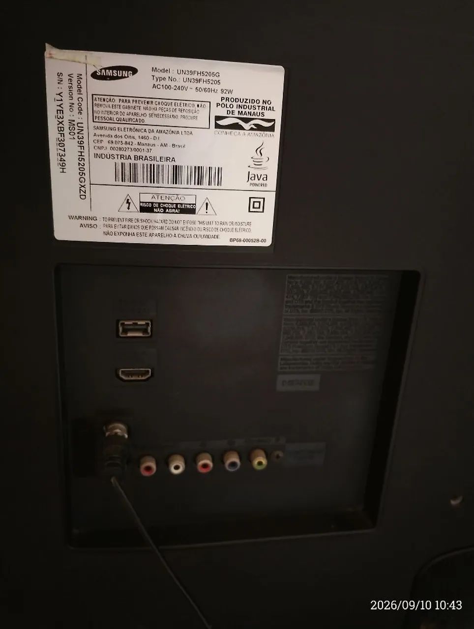 TV 42 polegadas Samsung (não é Smart)