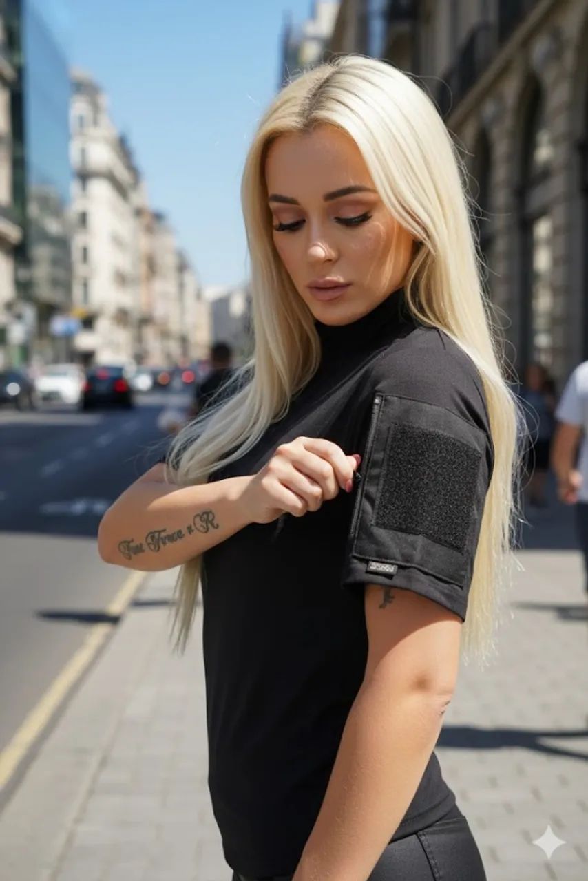 Combat Shirt Preta Feminina Curta