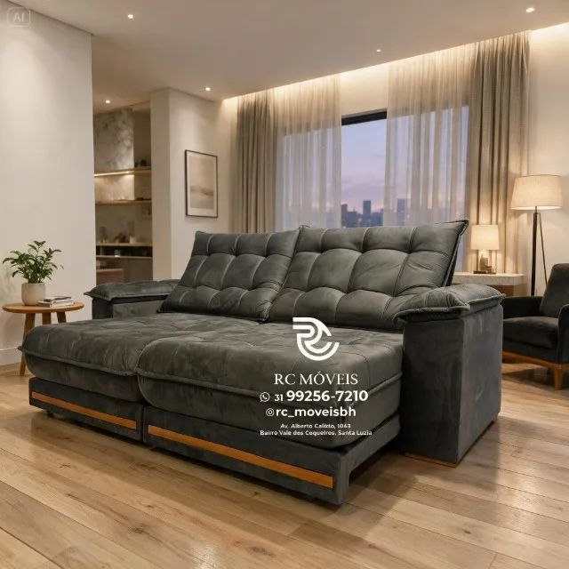 Sofá Retrátil e Reclinável Barcelona Euro Pillow 30cm Molas Ensacadas - Foto 4