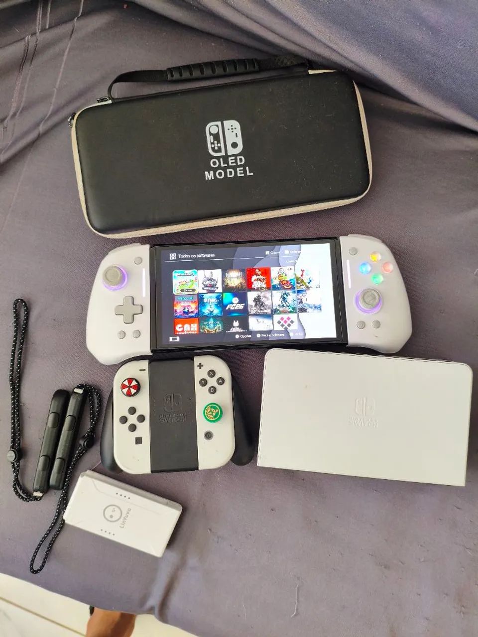 NINTENDO SWITCH OLED BRANCO DESBLOQUEADO (SEMI NOVO + NF