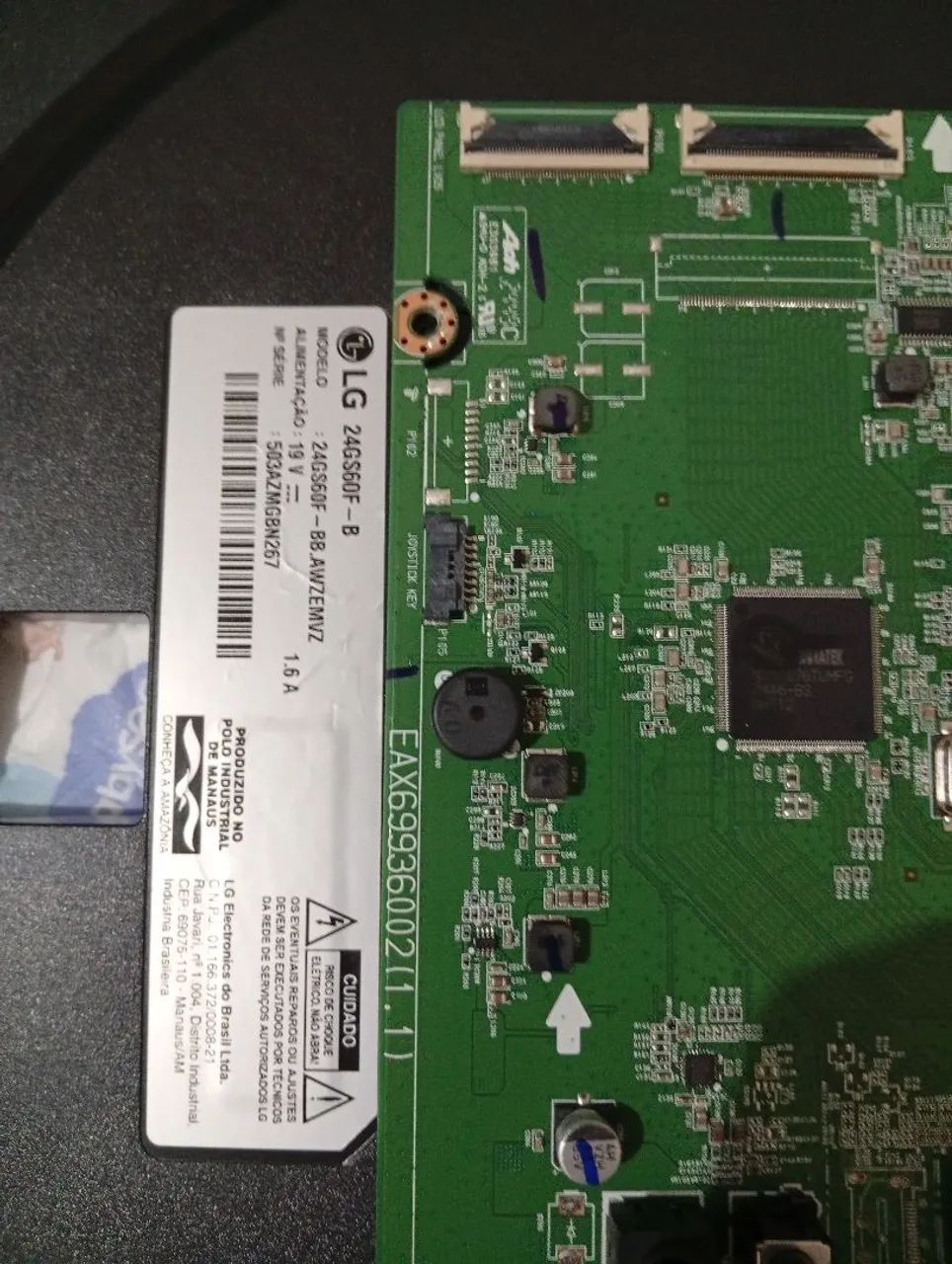 Placa principal do munitor LG 24GS60F EAX69936002(1.1) funcionando  - Foto 2