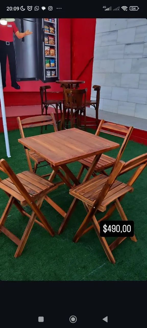 Jogo de mesa de madeira 