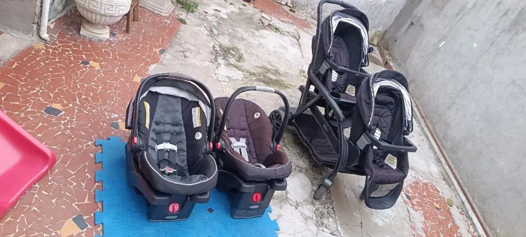 Carrinho de bebê duplo Graco Modes Duo + 2 bebês-conforto com bases - Foto 2