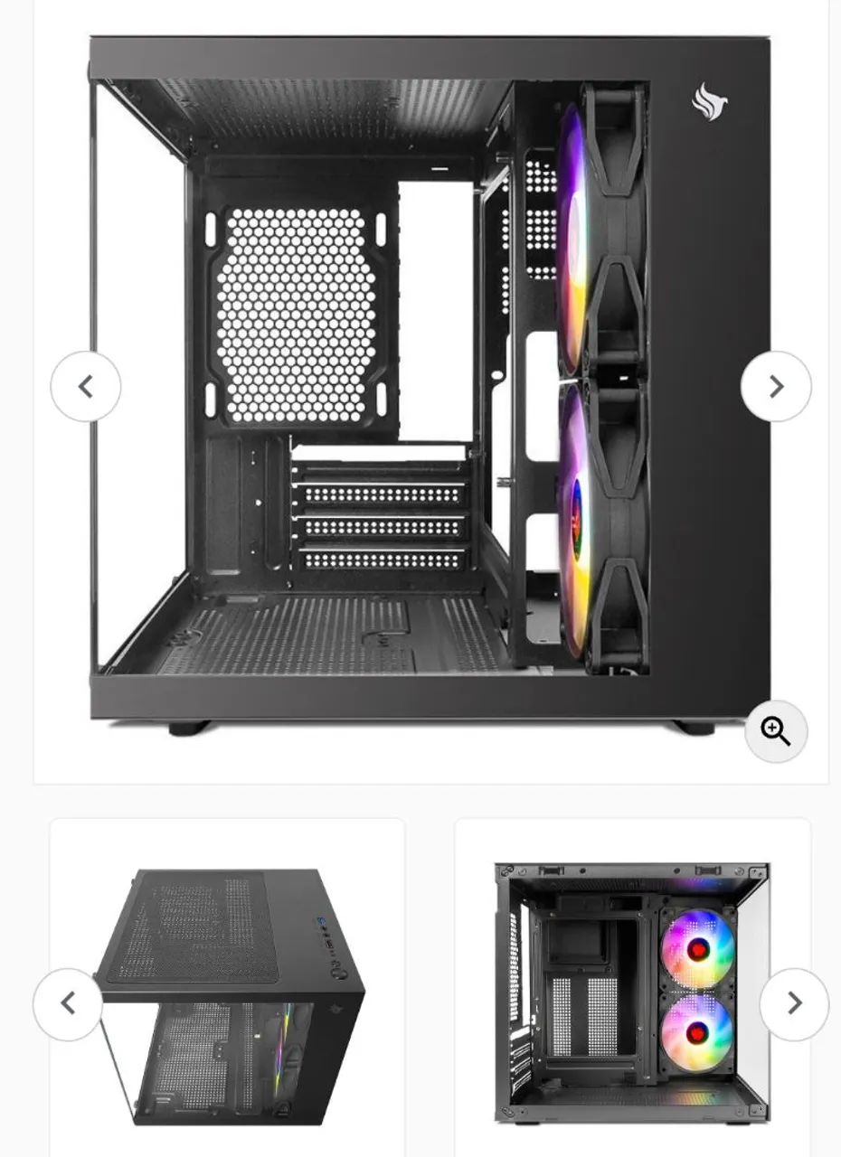 Gabinete Gamer Mini- Tower com 2 Fans 