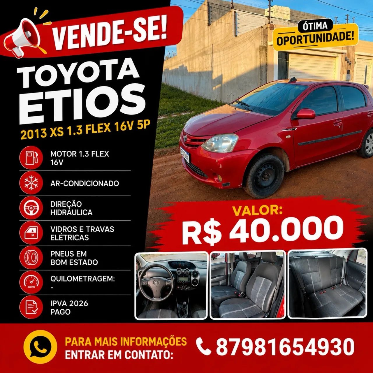 Toyota Etios ETIOS XS  1.3 Flex 16V 5p Mec. 2013