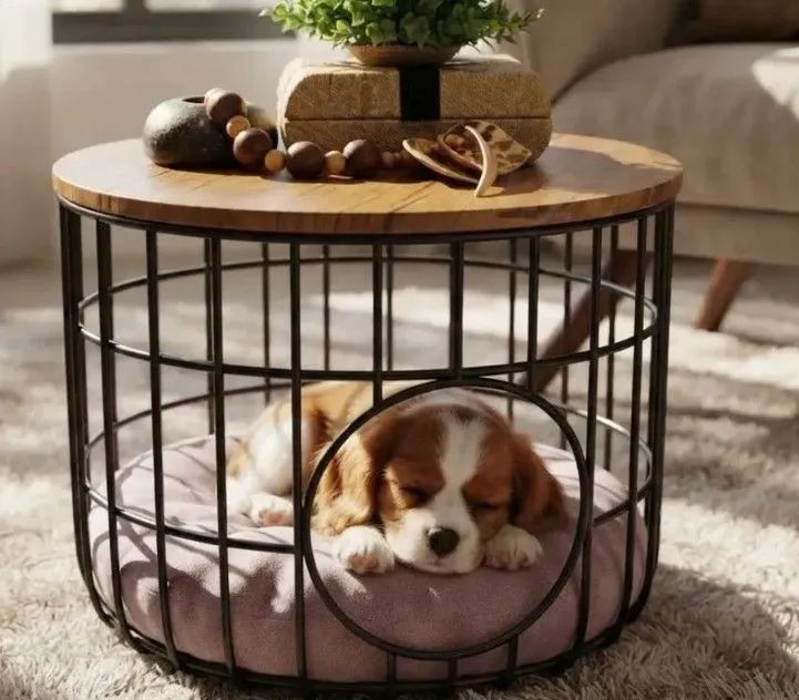 Mesa de apoio para sala e cama Pet integrada tipo toca<br>