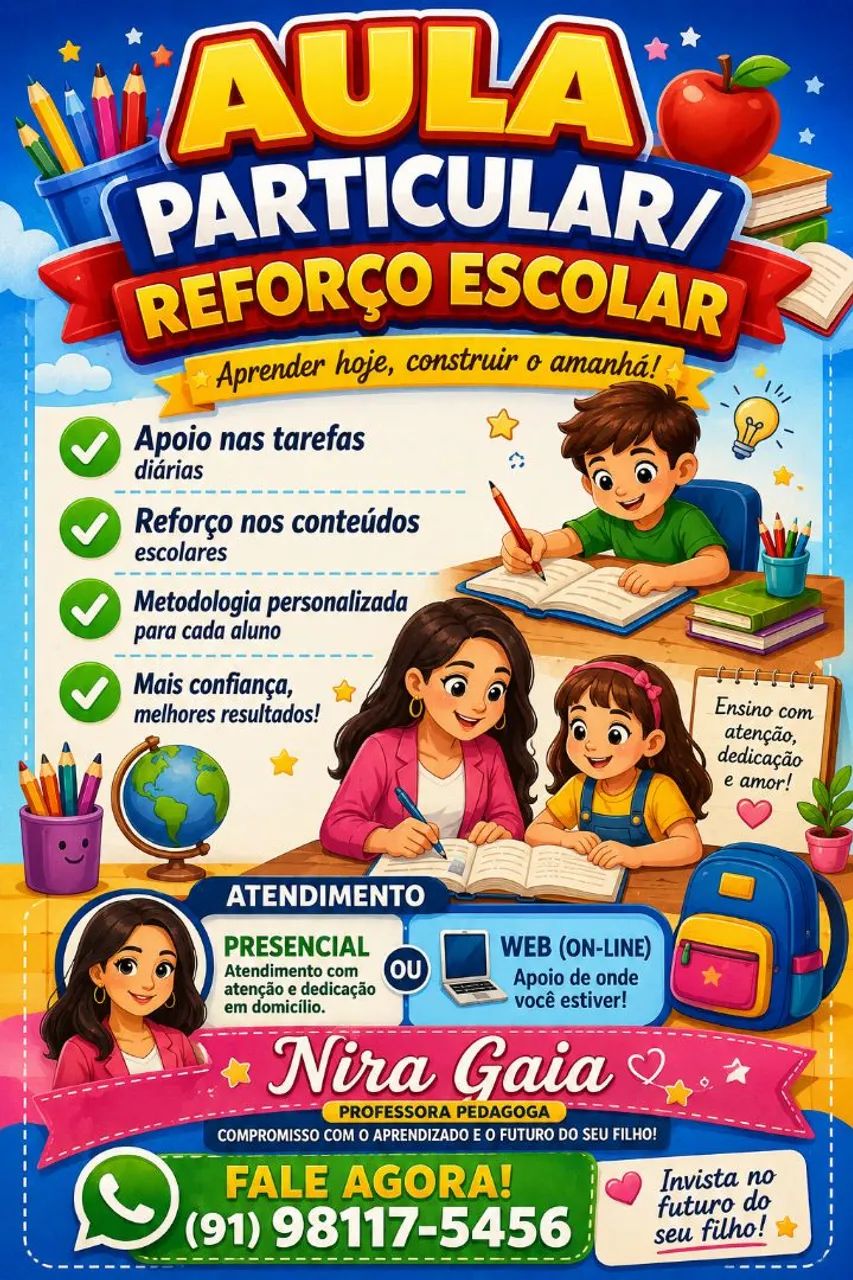 Aula particular/. Reforço escolar  1° ao 6° ano 