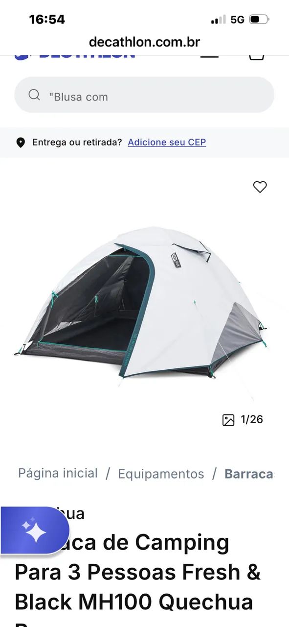 Barraca Quéchua MH100 Black até 3 pessoas 