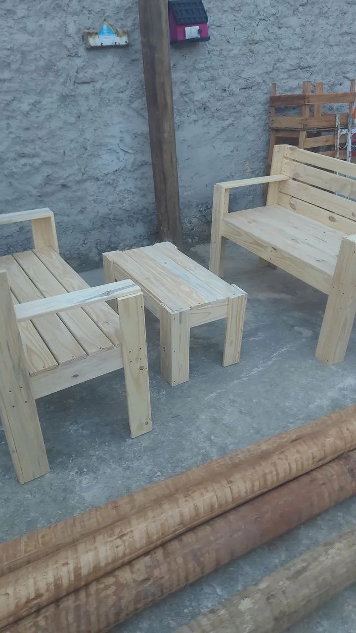 CONJUNTO COMPLETO RÚSTICO: 2 Namoradeiras + Mesa de Centro  - Foto 3