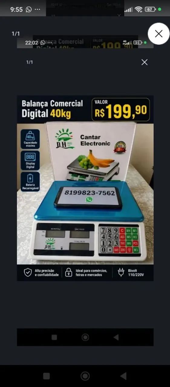 Balança digital comercial 40 kg importada