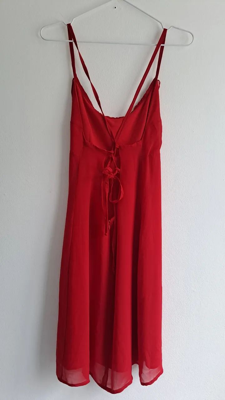 Vestido vermelho crepe de seda - tam 38/40 - Foto 2