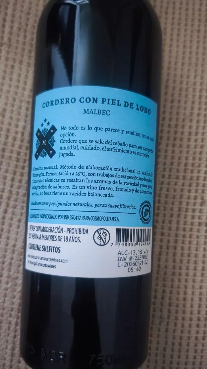 Vinho cordeiro com Puel de Lobo Malbec - Foto 2