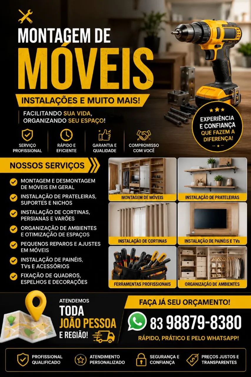 Montagem, manutenção, consertos etc... tudo em móveis!