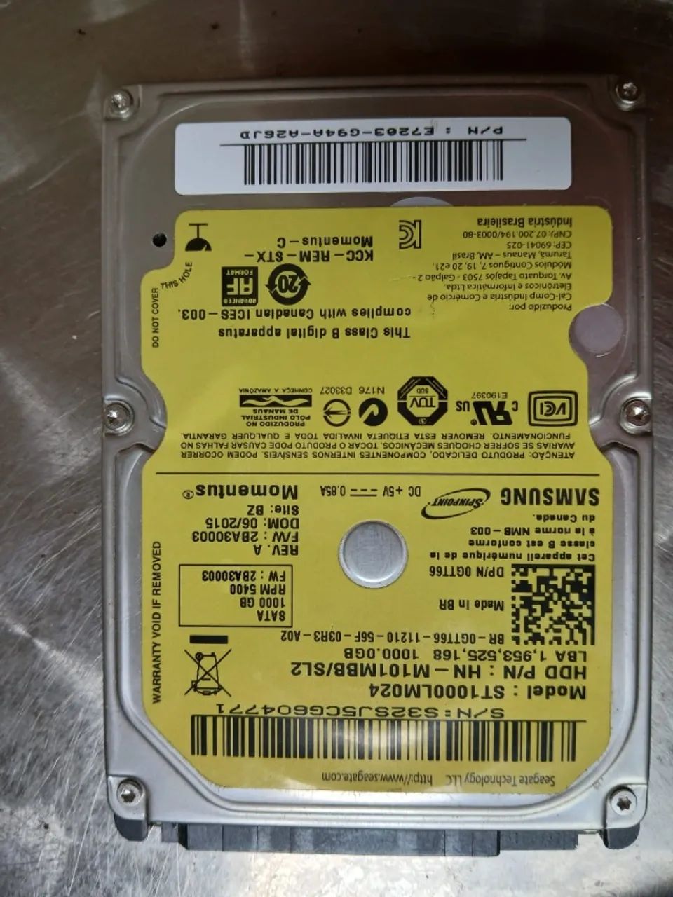 HD Notebook / Seagate Momentus 1TB - 2.5" SATA (Usado) - Foto 2