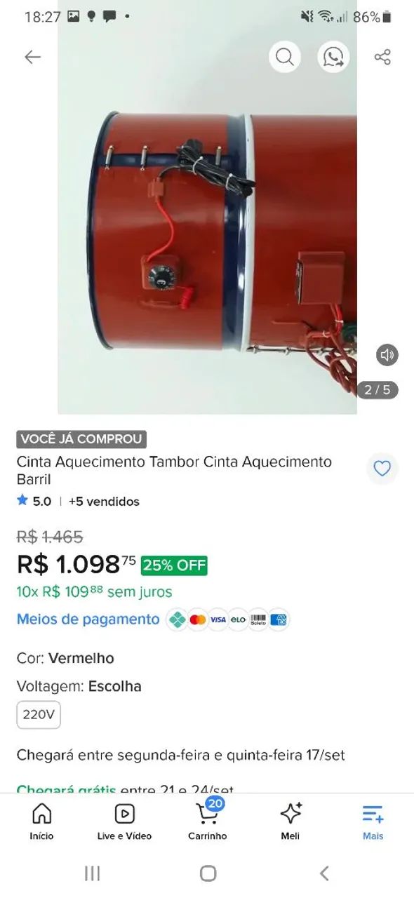 Cinta aquecimento para tambor  - Foto 4
