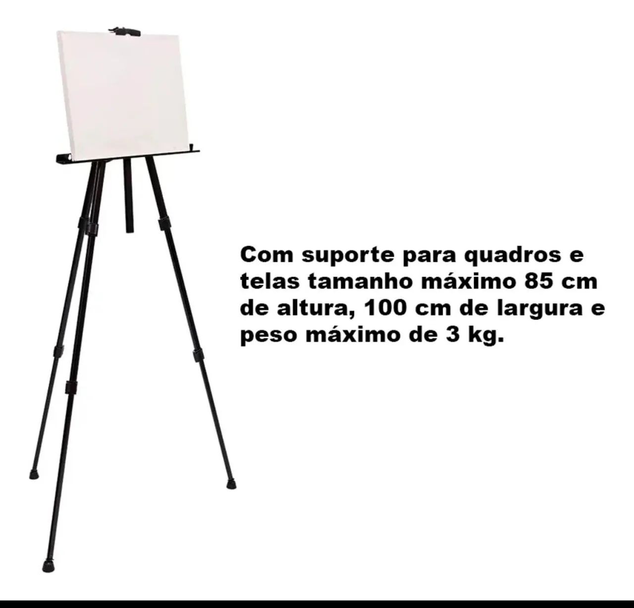 Suporte tripé para Quadros, Banners, Telas para exposição preto.