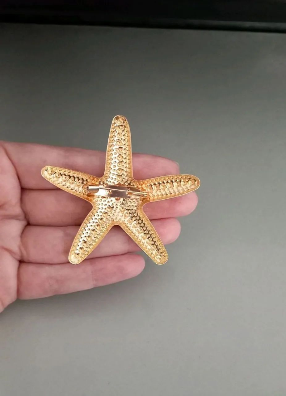 Broche de Estrela do Mar Dourado (novo) - Foto 5