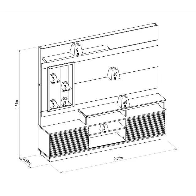 PAINEL HOME LINEA BRASIL ELDORADO ATE 60 POLEGADAS - Foto 3