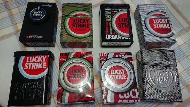 Coleção caixa de metal cigarros Lucky strike