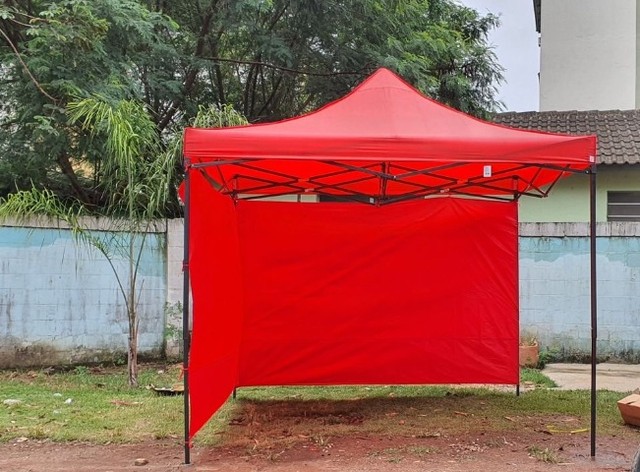 Tenda Sanfonada Gazebo 3x3 Com Laterais Nas Cores Vermelha Ou Az