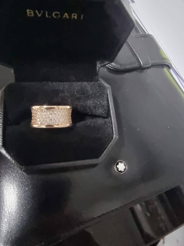 Aliança bvlgari de alto luxo com caixa preta brinde - Foto 4